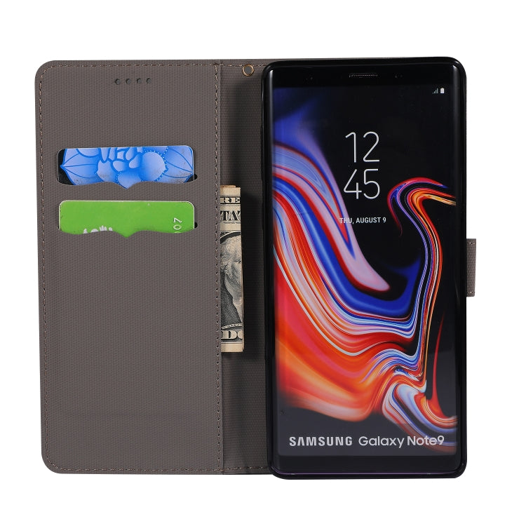 Fabric Stitching Embroidery Horizontal Flip Leather Case With Holder & Card Slots & Wallet for Galaxy Note 9