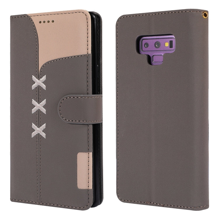 Fabric Stitching Embroidery Horizontal Flip Leather Case With Holder & Card Slots & Wallet for Galaxy Note 9