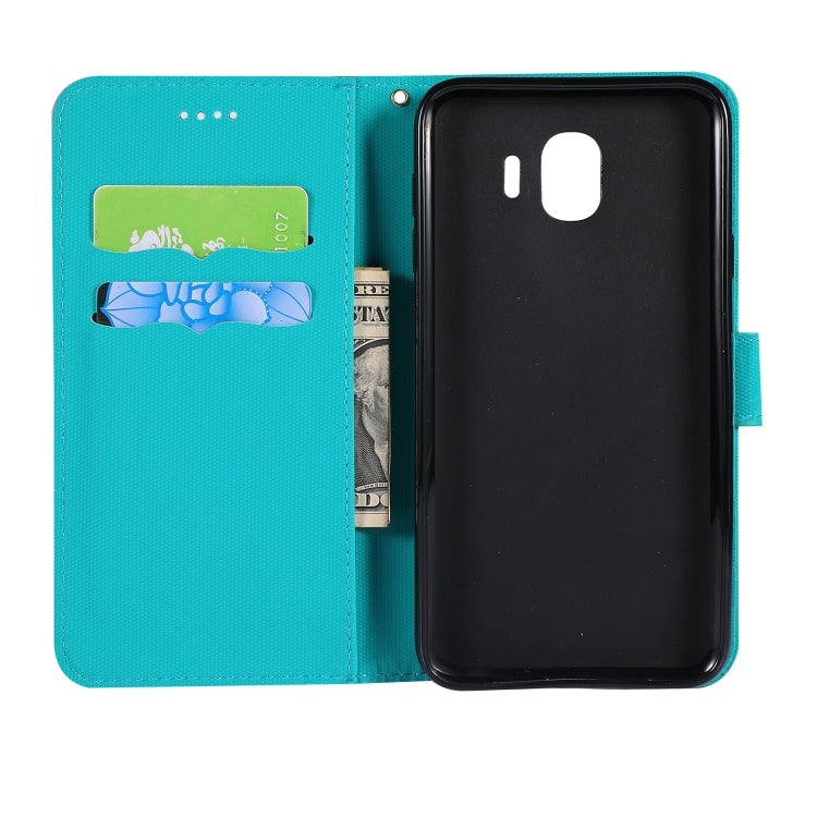 Fabric Stitching Embroidery Horizontal Flip Leather Case With Holder & Card Slots & Wallet for Galaxy J4