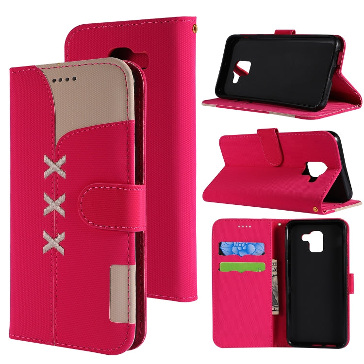 Fabric Stitching Embroidery Horizontal Flip Leather Case With Holder & Card Slots & Wallet for Galaxy J6