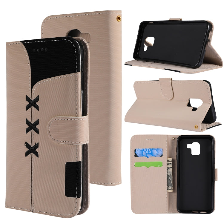 Fabric Stitching Embroidery Horizontal Flip Leather Case With Holder & Card Slots & Wallet for Galaxy J6