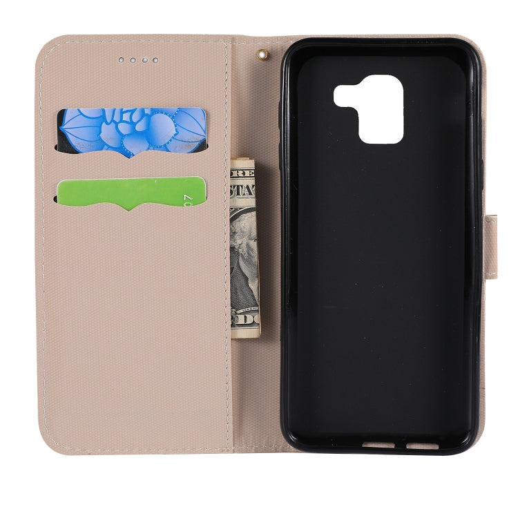 Fabric Stitching Embroidery Horizontal Flip Leather Case With Holder & Card Slots & Wallet for Galaxy J6