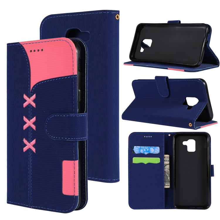 Fabric Stitching Embroidery Horizontal Flip Leather Case With Holder & Card Slots & Wallet for Galaxy J6