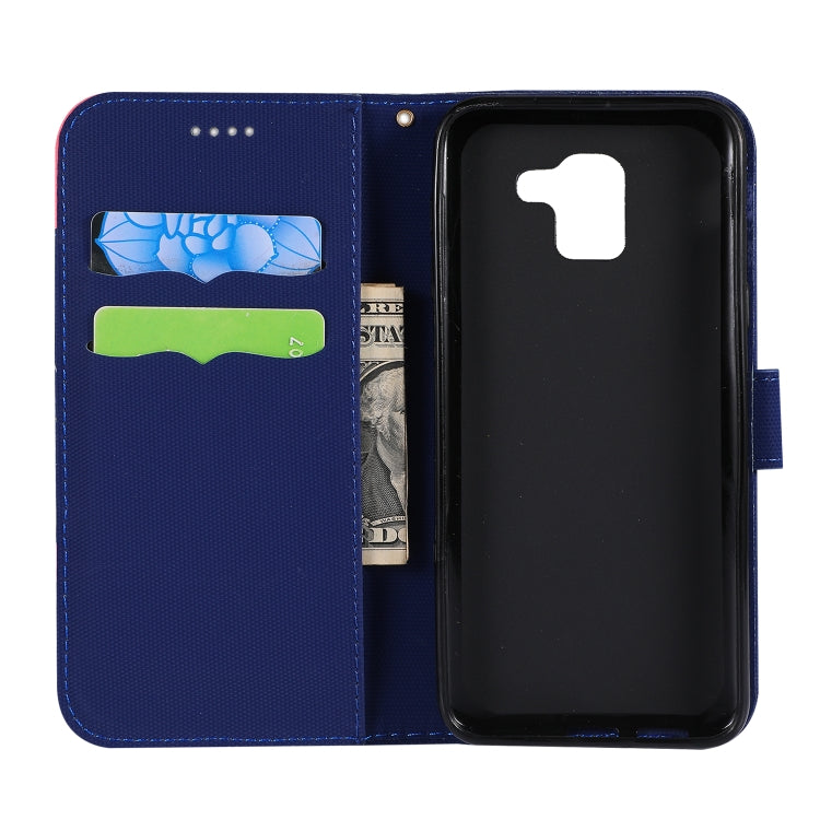 Fabric Stitching Embroidery Horizontal Flip Leather Case With Holder & Card Slots & Wallet for Galaxy J6