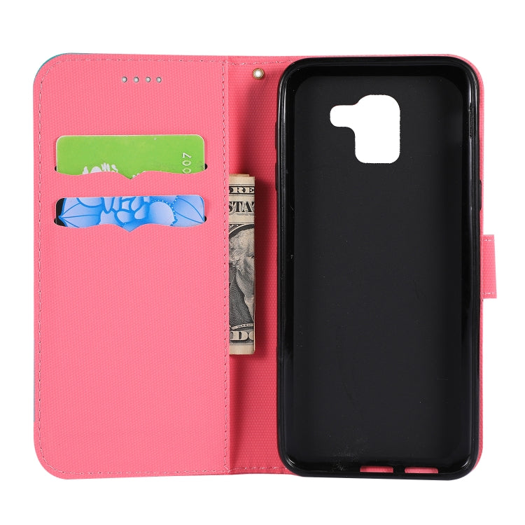 Fabric Stitching Embroidery Horizontal Flip Leather Case With Holder & Card Slots & Wallet for Galaxy J6