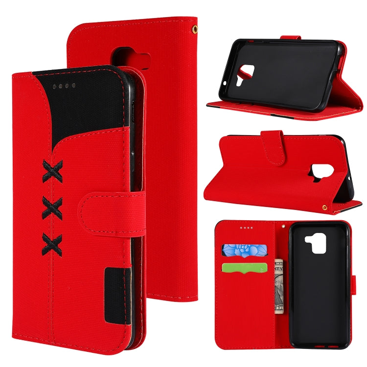 Fabric Stitching Embroidery Horizontal Flip Leather Case With Holder & Card Slots & Wallet for Galaxy A6