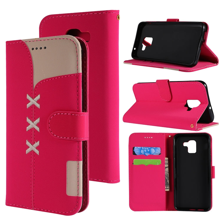 Fabric Stitching Embroidery Horizontal Flip Leather Case With Holder & Card Slots & Wallet for Galaxy A6