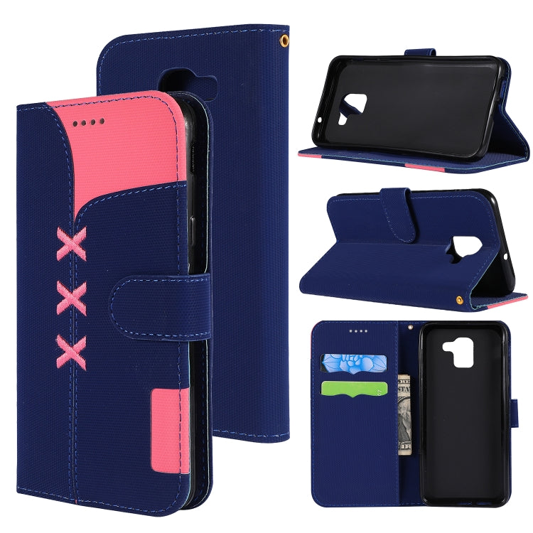 Fabric Stitching Embroidery Horizontal Flip Leather Case With Holder & Card Slots & Wallet for Galaxy A6