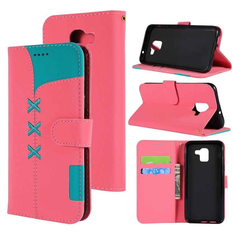 Fabric Stitching Embroidery Horizontal Flip Leather Case With Holder & Card Slots & Wallet for Galaxy A6