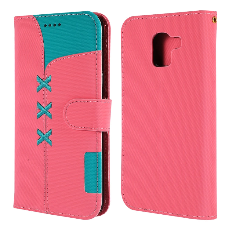 Fabric Stitching Embroidery Horizontal Flip Leather Case With Holder & Card Slots & Wallet for Galaxy A6