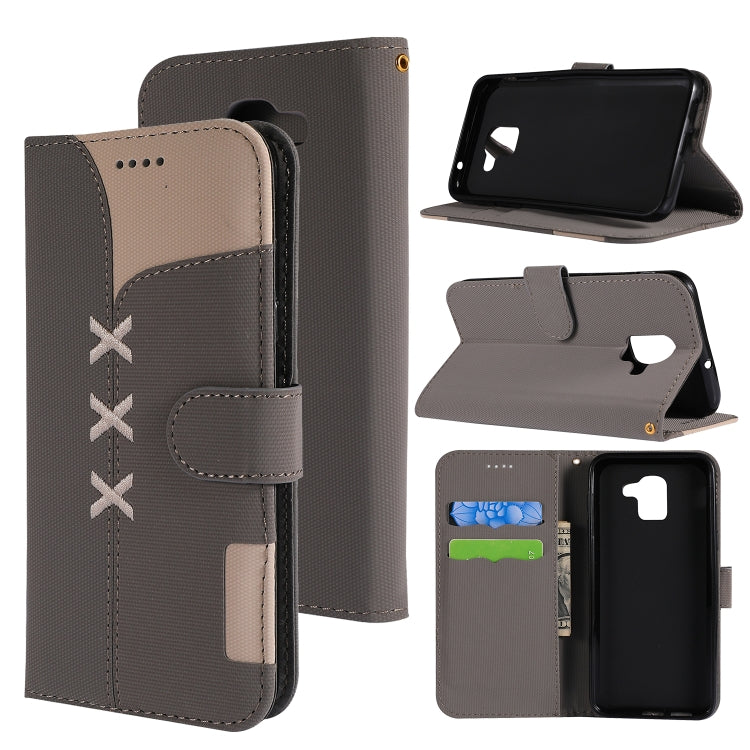 Fabric Stitching Embroidery Horizontal Flip Leather Case With Holder & Card Slots & Wallet for Galaxy A6