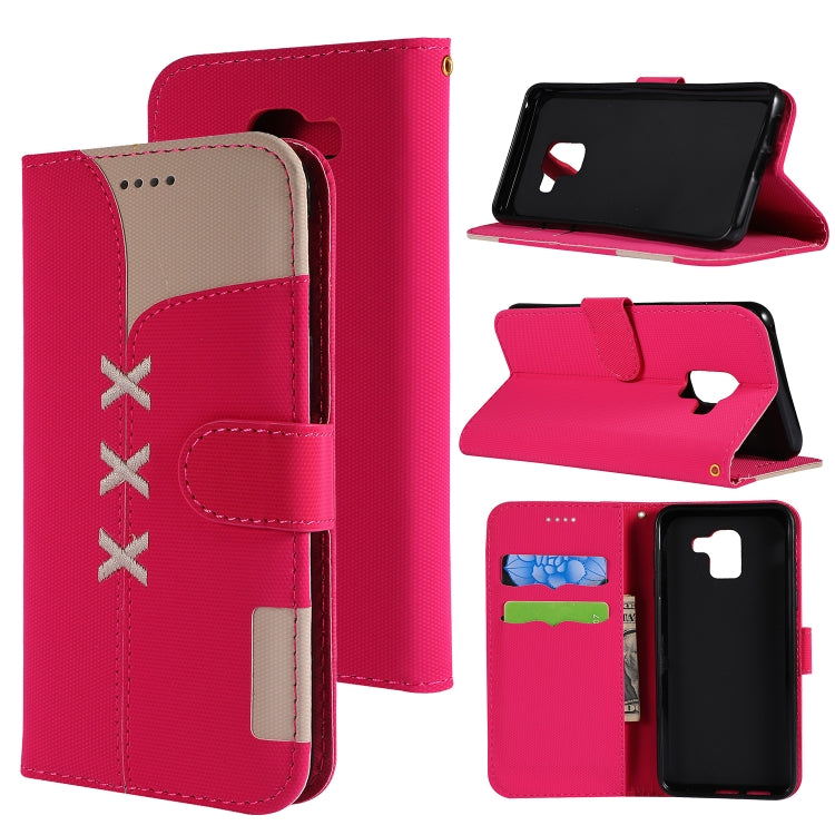 Fabric Stitching Embroidery Horizontal Flip Leather Case With Holder & Card Slots & Wallet for Galaxy A8