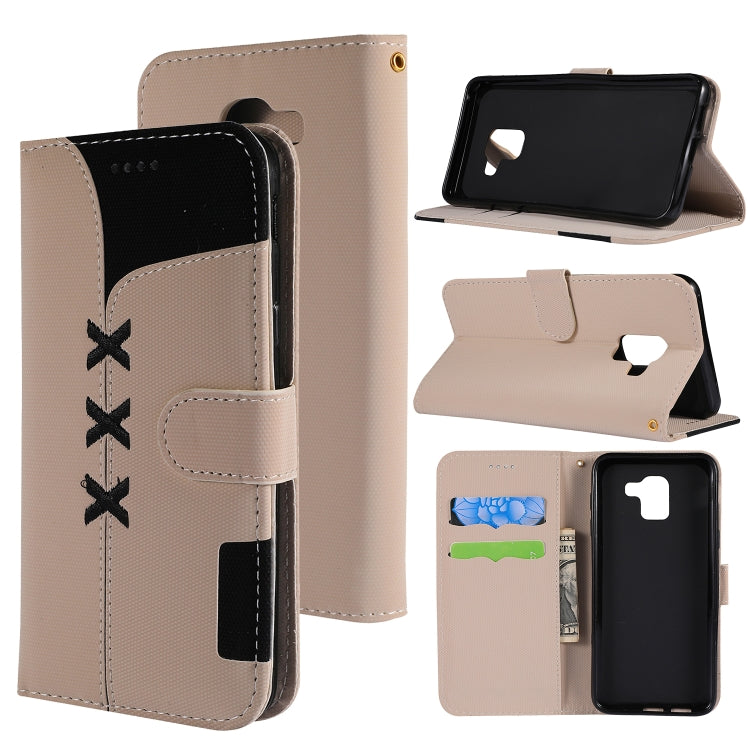 Fabric Stitching Embroidery Horizontal Flip Leather Case With Holder & Card Slots & Wallet for Galaxy A8