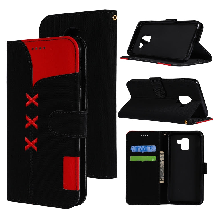 Fabric Stitching Embroidery Horizontal Flip Leather Case With Holder & Card Slots & Wallet for Galaxy A8