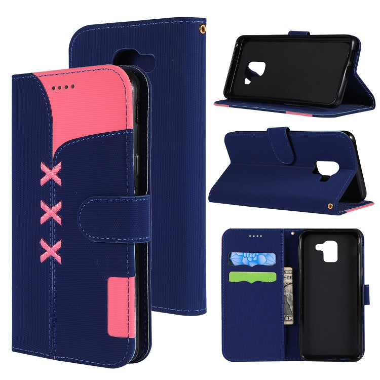 Fabric Stitching Embroidery Horizontal Flip Leather Case With Holder & Card Slots & Wallet for Galaxy A8