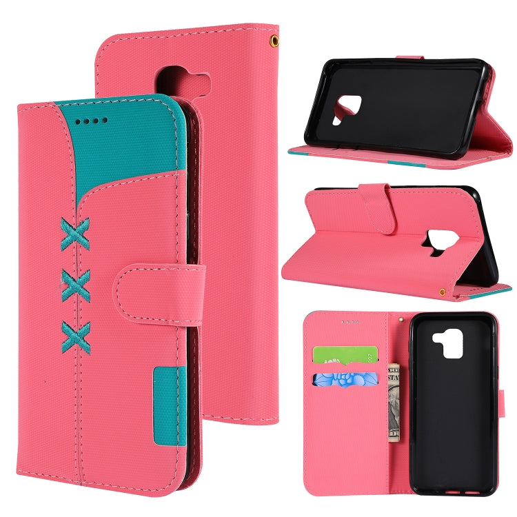 Fabric Stitching Embroidery Horizontal Flip Leather Case With Holder & Card Slots & Wallet for Galaxy A8