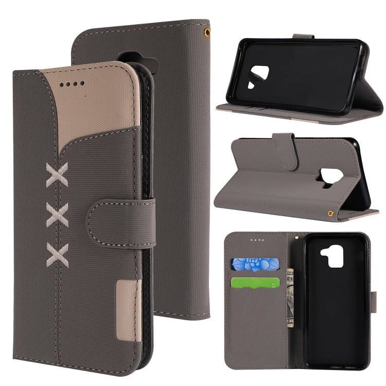 Fabric Stitching Embroidery Horizontal Flip Leather Case With Holder & Card Slots & Wallet for Galaxy A8