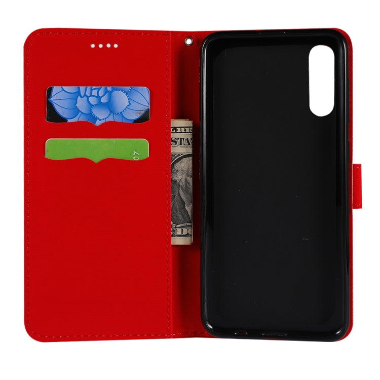 Fabric Stitching Embroidery Horizontal Flip Leather Case With Holder & Card Slots & Wallet for Galaxy A50