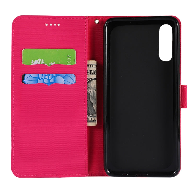 Fabric Stitching Embroidery Horizontal Flip Leather Case With Holder & Card Slots & Wallet for Galaxy A50