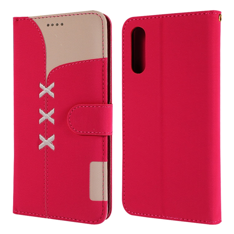 Fabric Stitching Embroidery Horizontal Flip Leather Case With Holder & Card Slots & Wallet for Galaxy A50