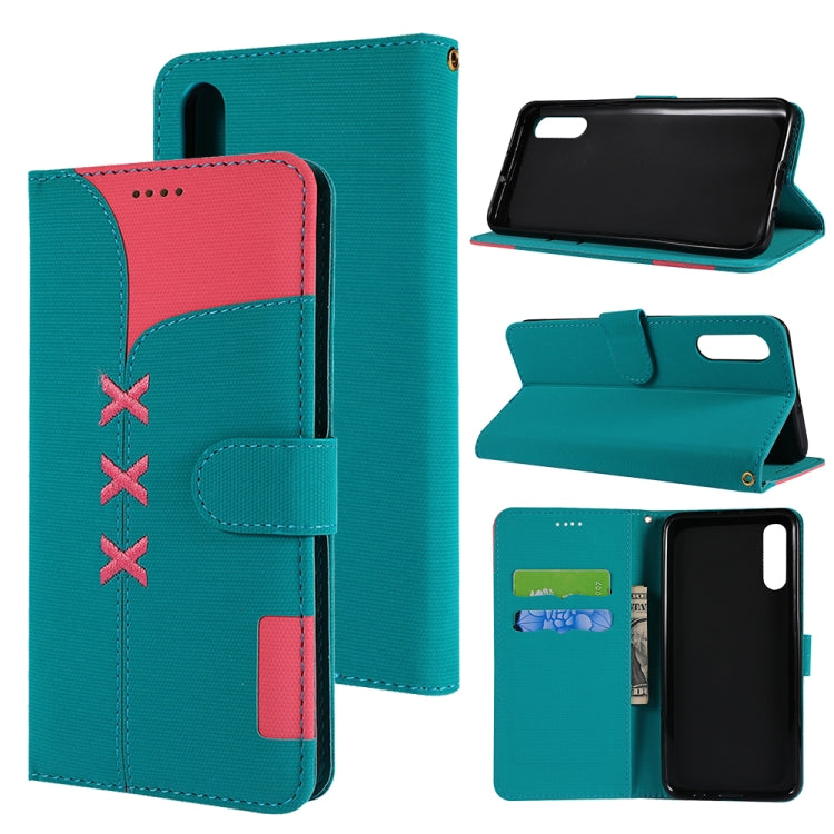 Fabric Stitching Embroidery Horizontal Flip Leather Case With Holder & Card Slots & Wallet for Galaxy A50