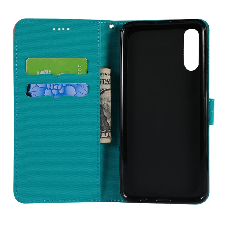 Fabric Stitching Embroidery Horizontal Flip Leather Case With Holder & Card Slots & Wallet for Galaxy A50