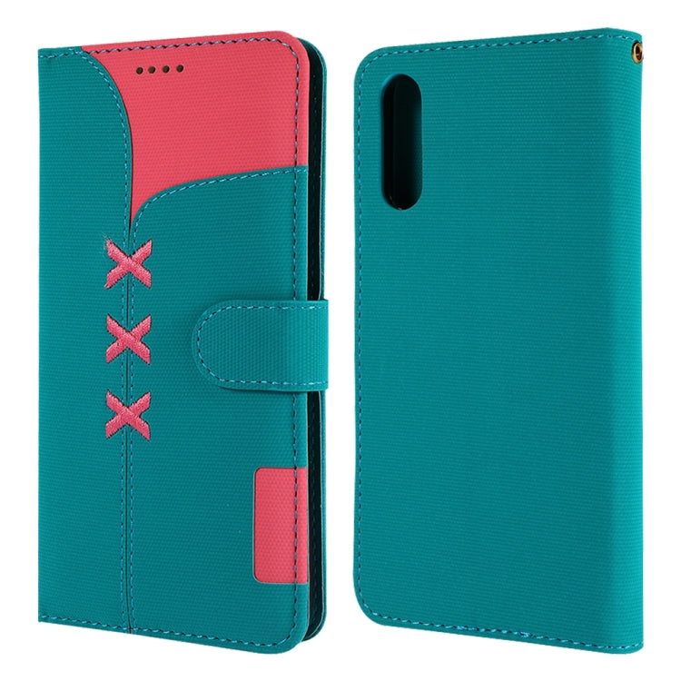 Fabric Stitching Embroidery Horizontal Flip Leather Case With Holder & Card Slots & Wallet for Galaxy A50