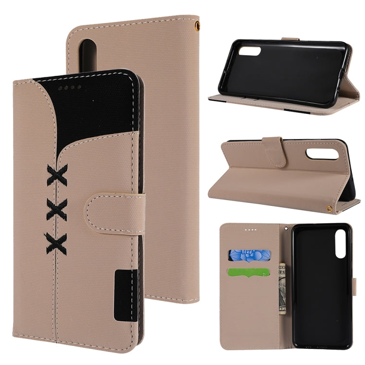 Fabric Stitching Embroidery Horizontal Flip Leather Case With Holder & Card Slots & Wallet for Galaxy A50