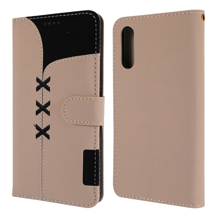 Fabric Stitching Embroidery Horizontal Flip Leather Case With Holder & Card Slots & Wallet for Galaxy A50