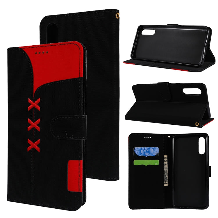 Fabric Stitching Embroidery Horizontal Flip Leather Case With Holder & Card Slots & Wallet for Galaxy A50