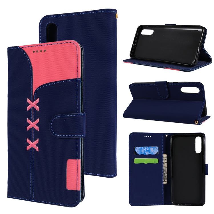 Fabric Stitching Embroidery Horizontal Flip Leather Case With Holder & Card Slots & Wallet for Galaxy A50