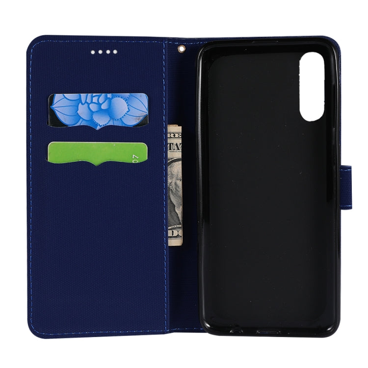 Fabric Stitching Embroidery Horizontal Flip Leather Case With Holder & Card Slots & Wallet for Galaxy A50