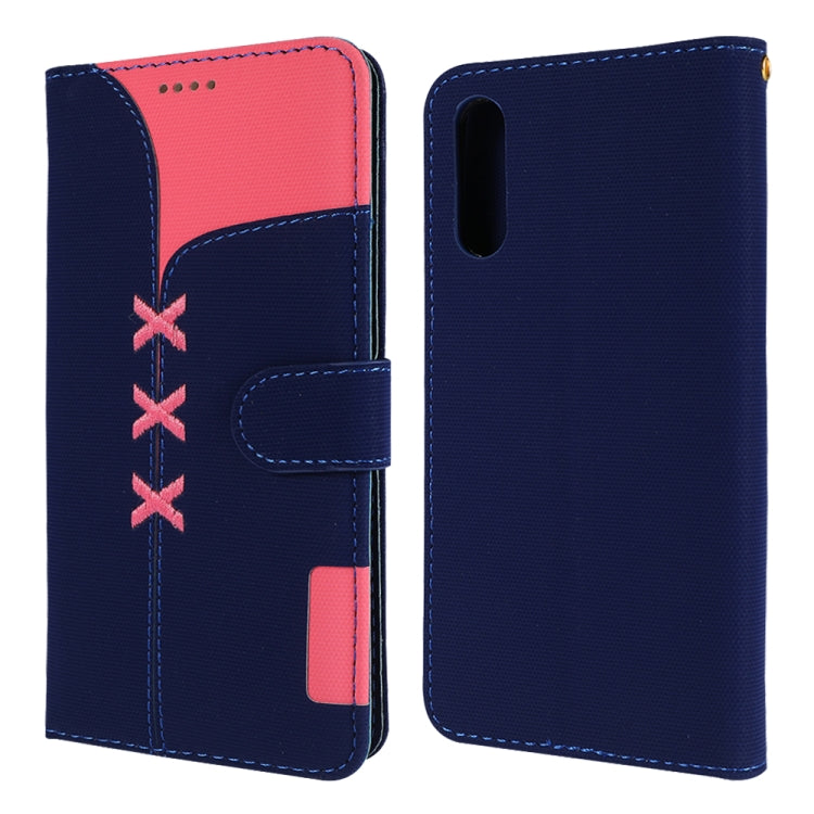 Fabric Stitching Embroidery Horizontal Flip Leather Case With Holder & Card Slots & Wallet for Galaxy A50