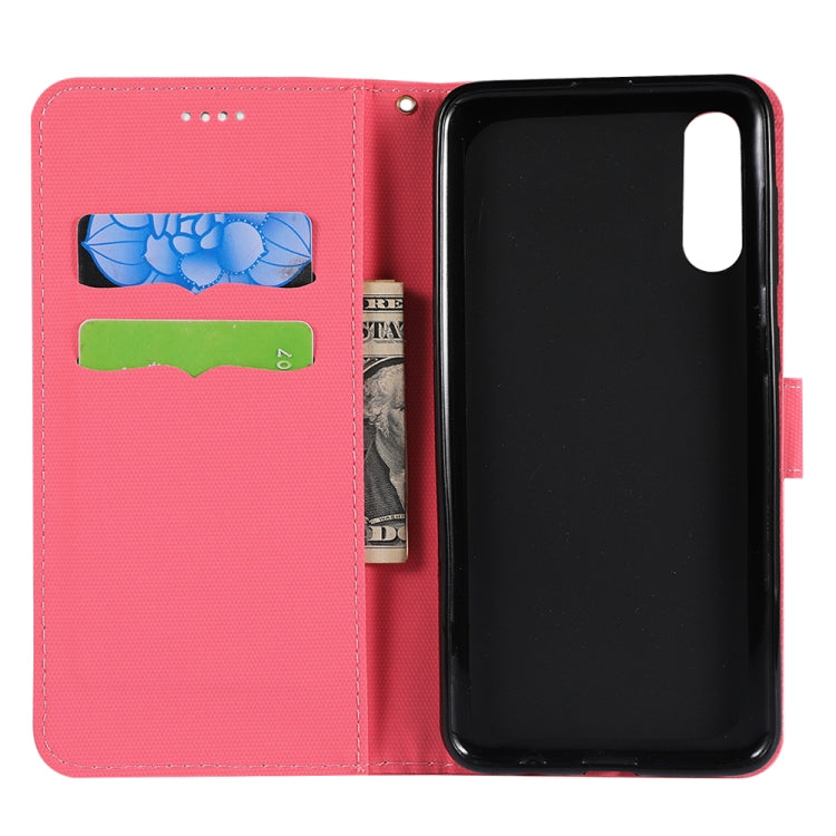 Fabric Stitching Embroidery Horizontal Flip Leather Case With Holder & Card Slots & Wallet for Galaxy A50