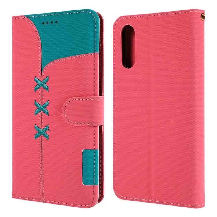 Fabric Stitching Embroidery Horizontal Flip Leather Case With Holder & Card Slots & Wallet for Galaxy A50