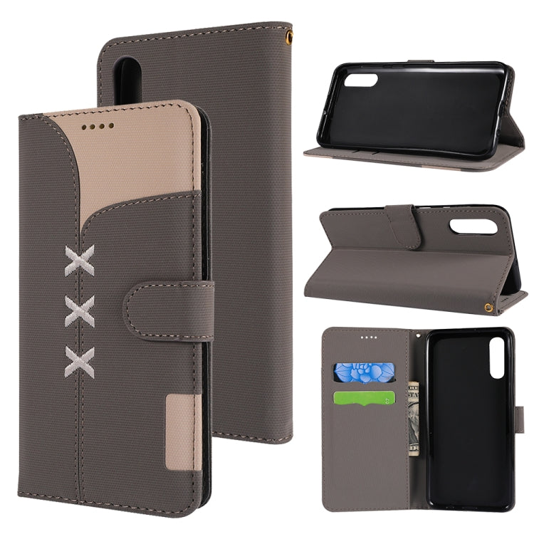 Fabric Stitching Embroidery Horizontal Flip Leather Case With Holder & Card Slots & Wallet for Galaxy A50