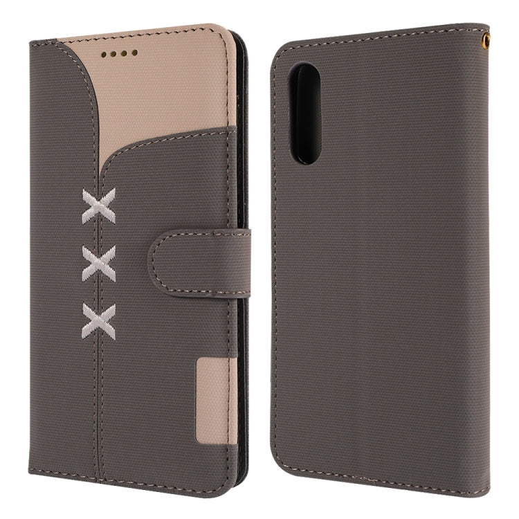 Fabric Stitching Embroidery Horizontal Flip Leather Case With Holder & Card Slots & Wallet for Galaxy A50