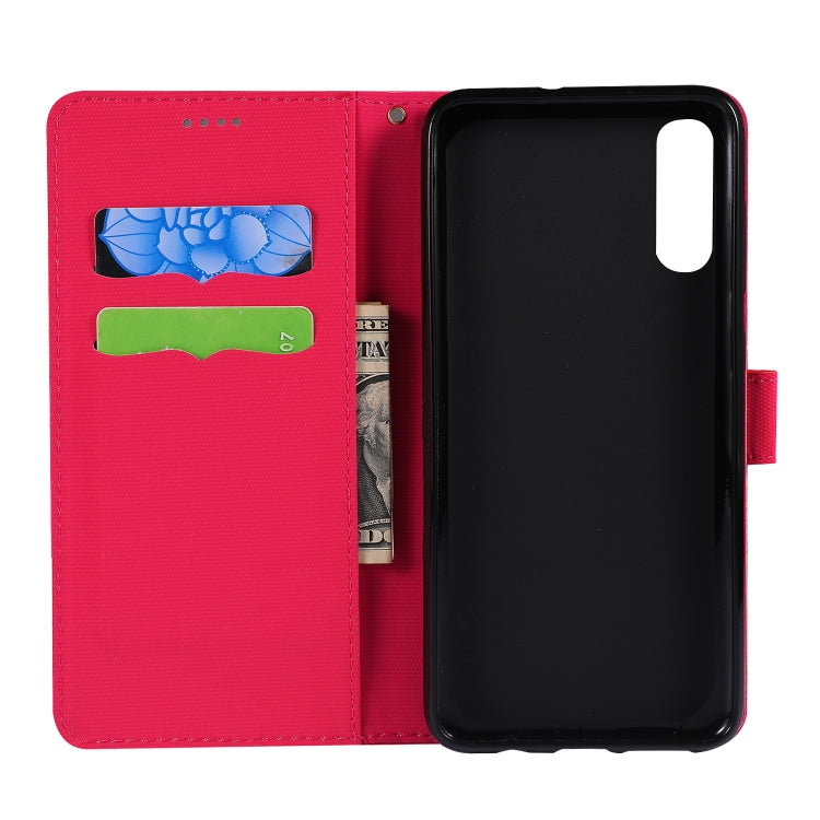 Fabric Stitching Embroidery Horizontal Flip Leather Case With Holder & Card Slots & Wallet for Galaxy A70