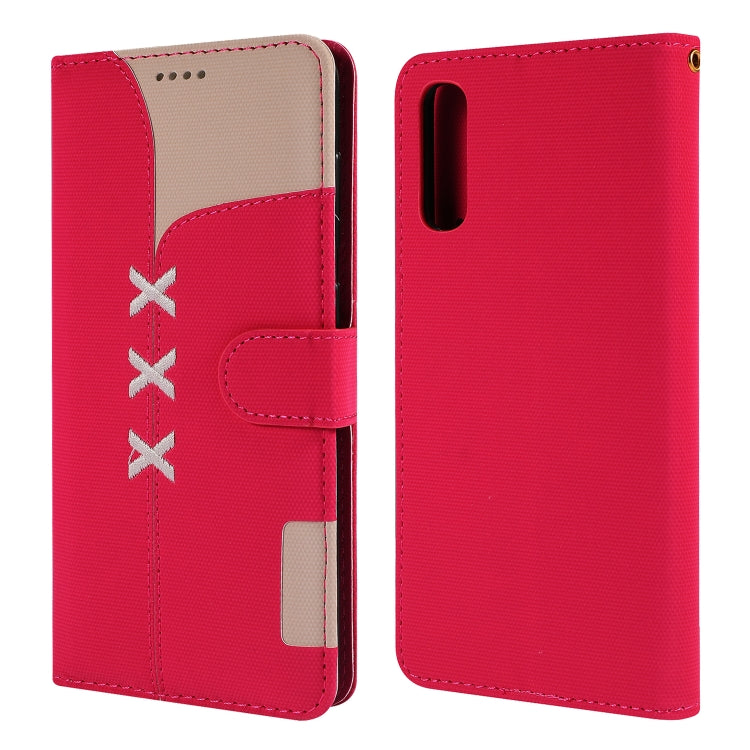 Fabric Stitching Embroidery Horizontal Flip Leather Case With Holder & Card Slots & Wallet for Galaxy A70