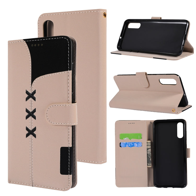 Fabric Stitching Embroidery Horizontal Flip Leather Case With Holder & Card Slots & Wallet for Galaxy A70