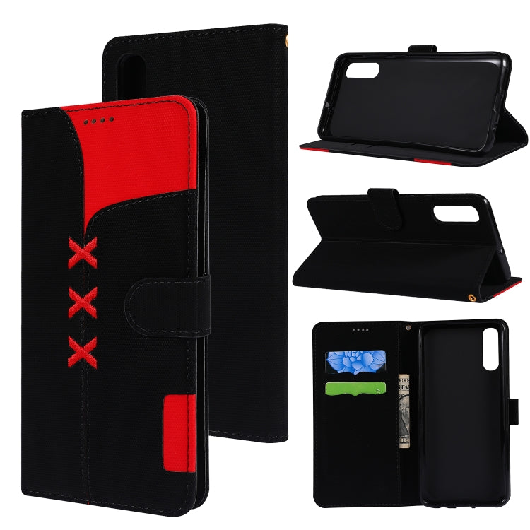 Fabric Stitching Embroidery Horizontal Flip Leather Case With Holder & Card Slots & Wallet for Galaxy A70