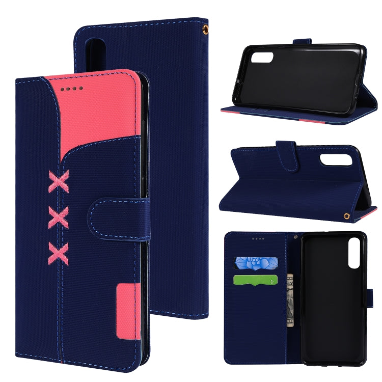 Fabric Stitching Embroidery Horizontal Flip Leather Case With Holder & Card Slots & Wallet for Galaxy A70