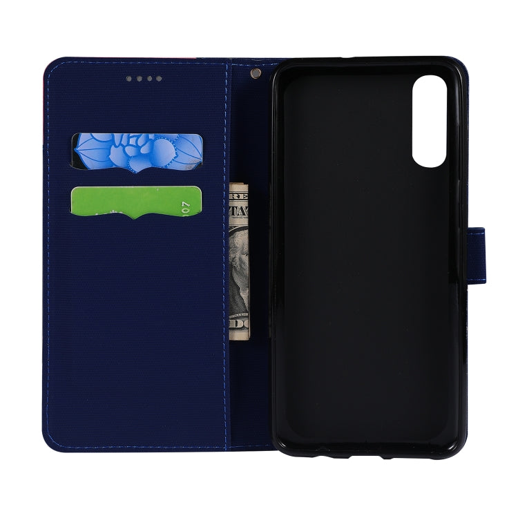 Fabric Stitching Embroidery Horizontal Flip Leather Case With Holder & Card Slots & Wallet for Galaxy A70