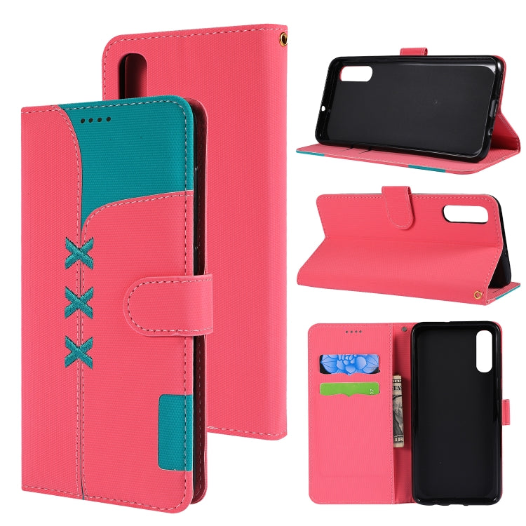 Fabric Stitching Embroidery Horizontal Flip Leather Case With Holder & Card Slots & Wallet for Galaxy A70