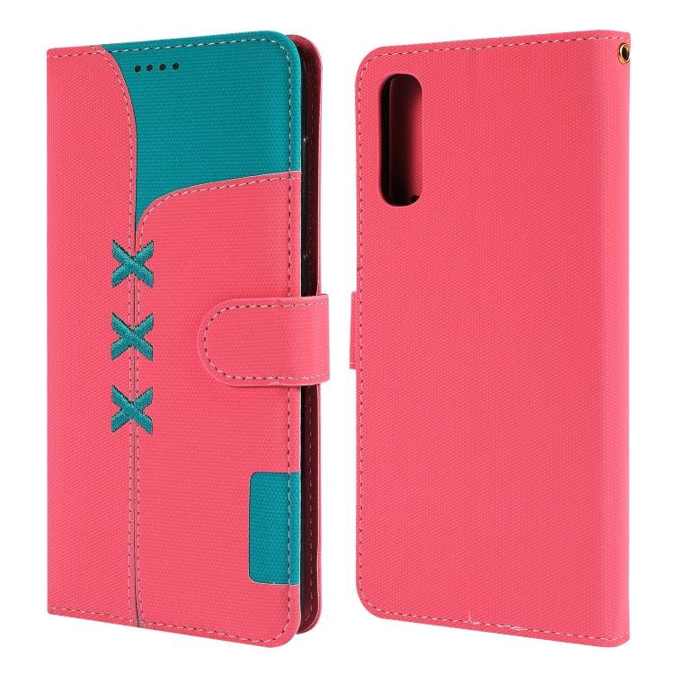 Fabric Stitching Embroidery Horizontal Flip Leather Case With Holder & Card Slots & Wallet for Galaxy A70