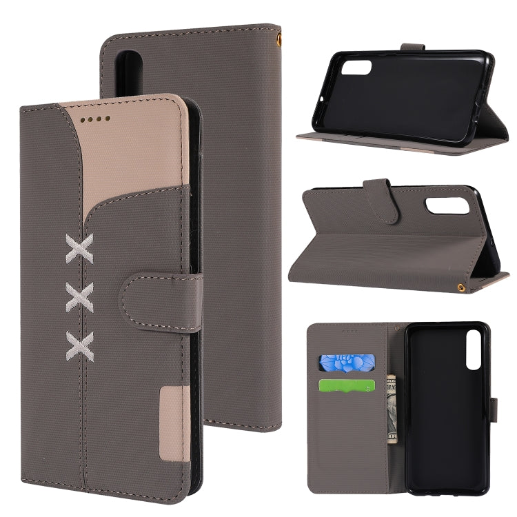 Fabric Stitching Embroidery Horizontal Flip Leather Case With Holder & Card Slots & Wallet for Galaxy A70