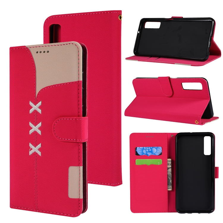 Fabric Stitching Embroidery Horizontal Flip Leather Case With Holder & Card Slots & Wallet for Galaxy A7