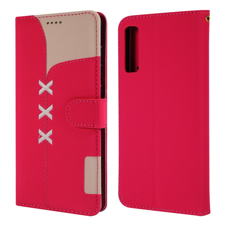 Fabric Stitching Embroidery Horizontal Flip Leather Case With Holder & Card Slots & Wallet for Galaxy A7