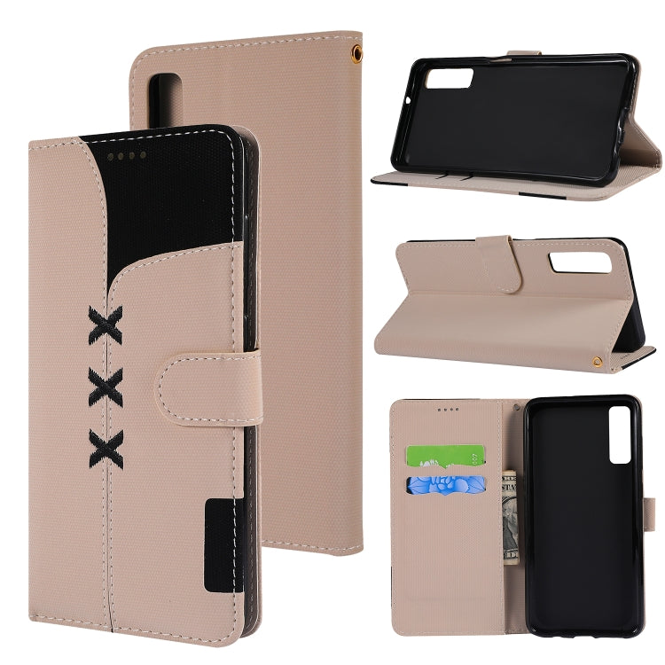 Fabric Stitching Embroidery Horizontal Flip Leather Case With Holder & Card Slots & Wallet for Galaxy A7