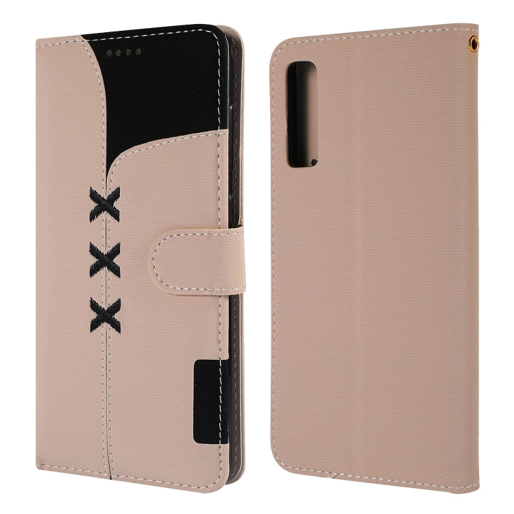 Fabric Stitching Embroidery Horizontal Flip Leather Case With Holder & Card Slots & Wallet for Galaxy A7